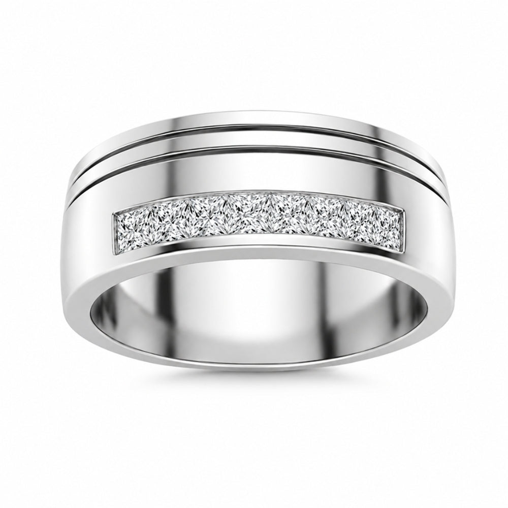 Lab Grown Diamond Princess Cut Channel Set Men's Wedding Band