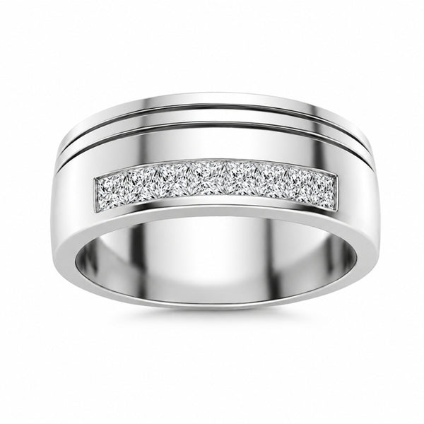 Lab Grown Diamond Princess Cut Channel Set Men's Wedding Band