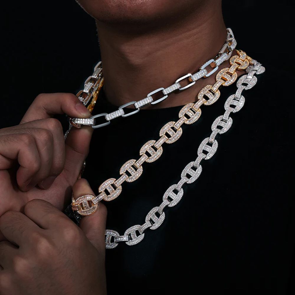 Baguette Cut & Round Cut Lab Grown Diamond Cuban Link Chain