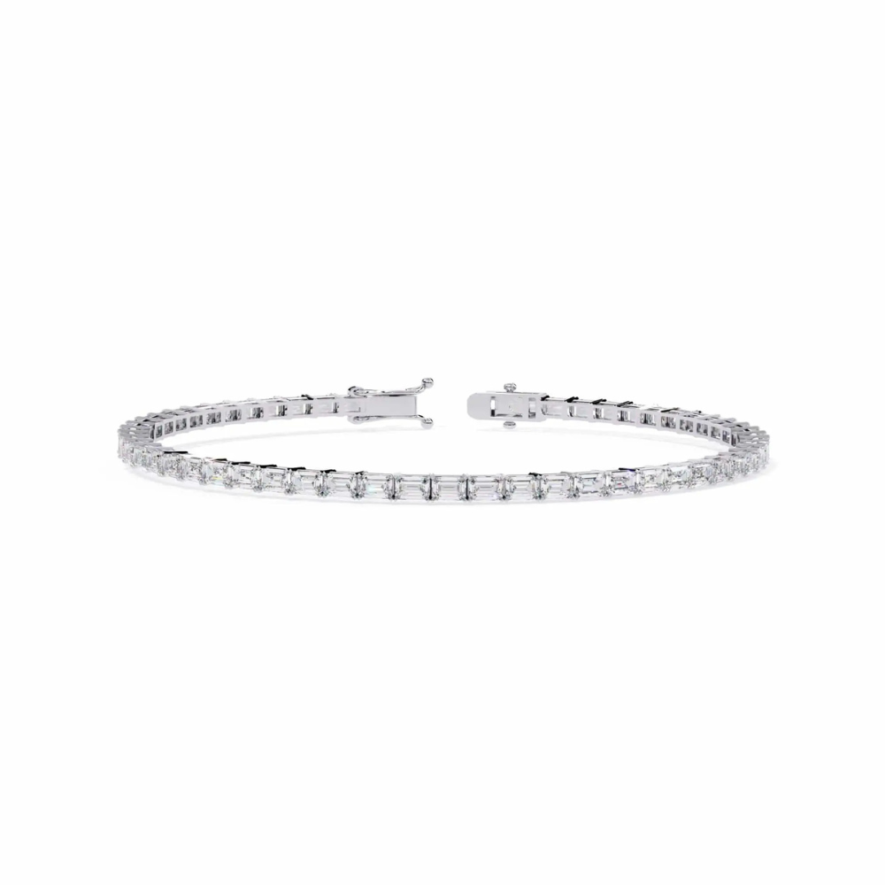 Emerald Cut Moissanite Tennis Bracelet For Anniversary Gift