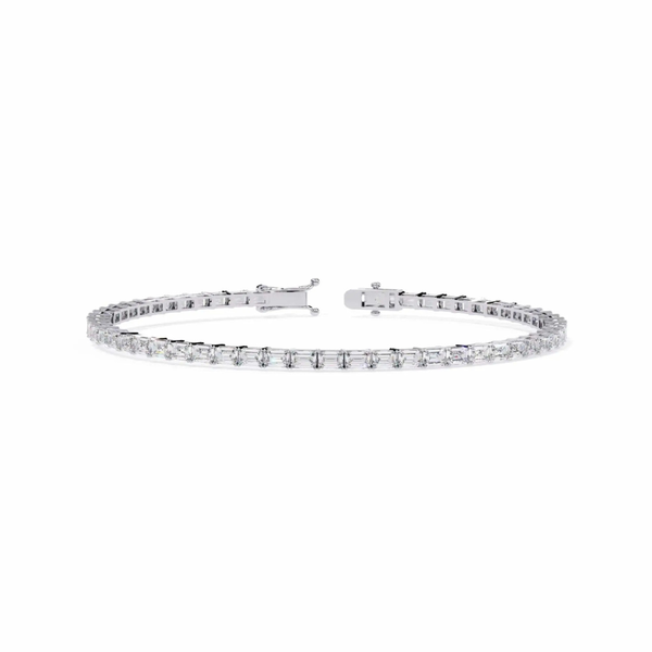 Emerald Cut Moissanite Tennis Bracelet For Anniversary Gift