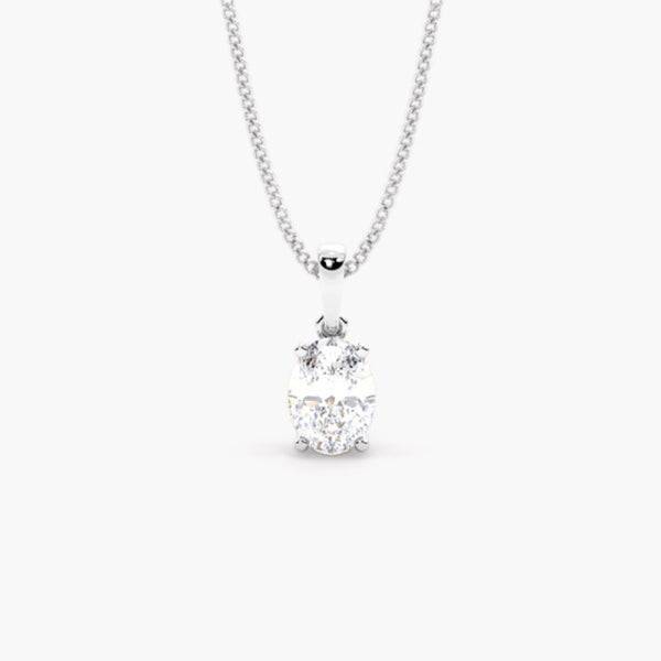 Oval Cut Colorless Moissanite Solitaire Pendant