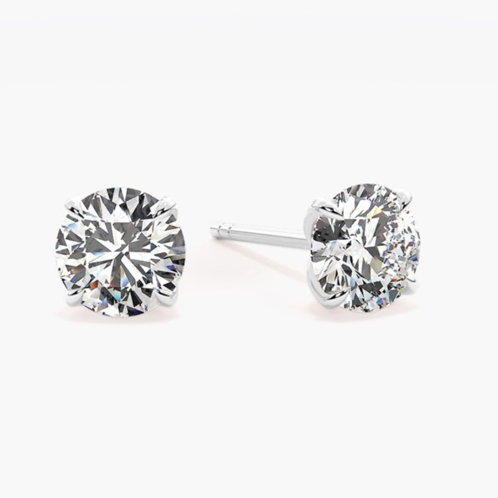 Round Cut Moissanite Solitaire Claw Prong Stud Earring