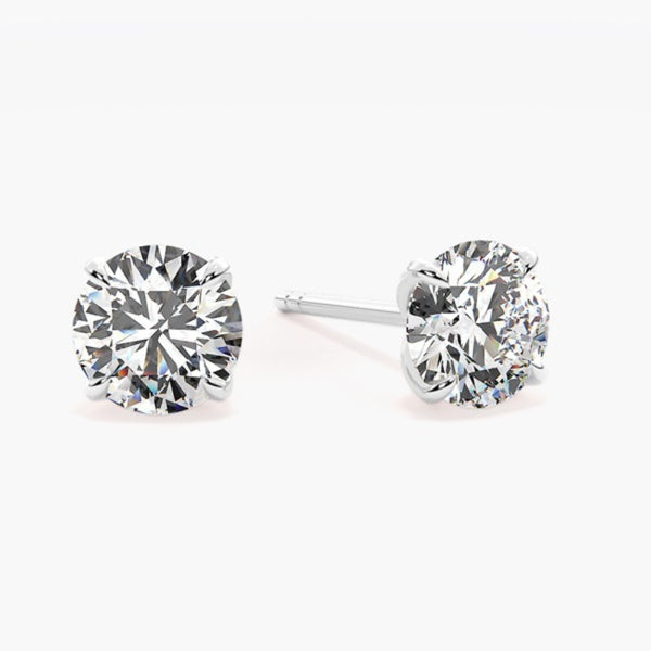 Round Cut Moissanite Solitaire Claw Prong Stud Earring