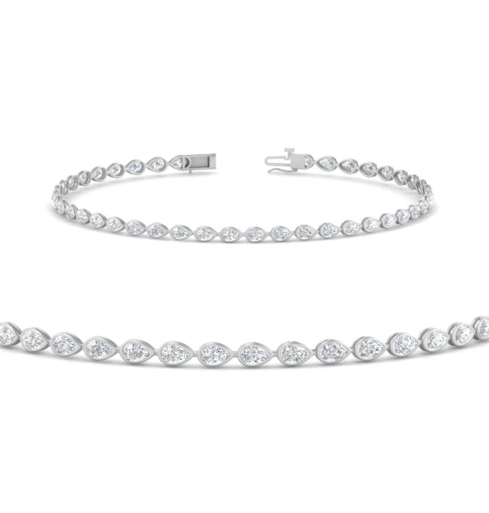 Moissanite Pear Cut Bezel Set Women's Bracelet