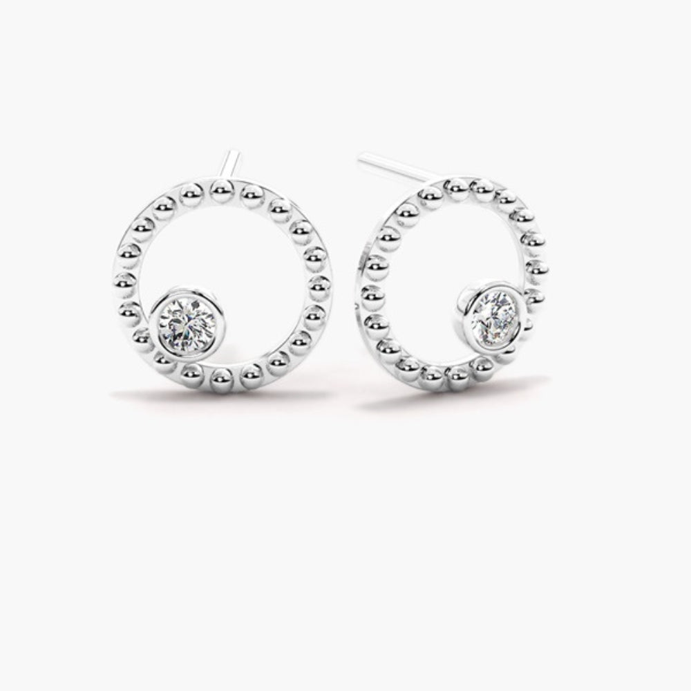 Round Cut Moissanite Filligree Style Stud Earring