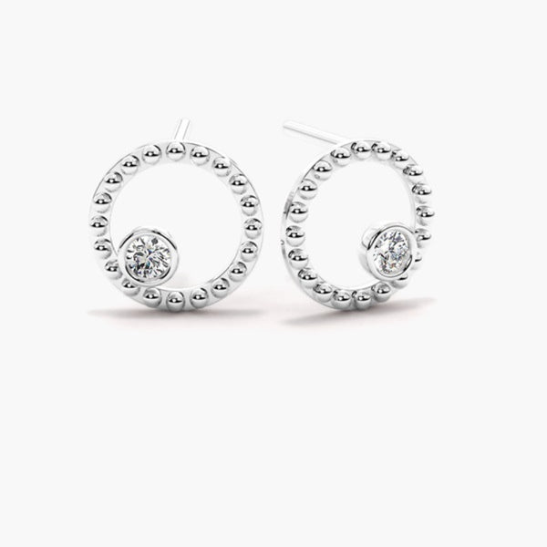 Round Cut Moissanite Filligree Style Stud Earring