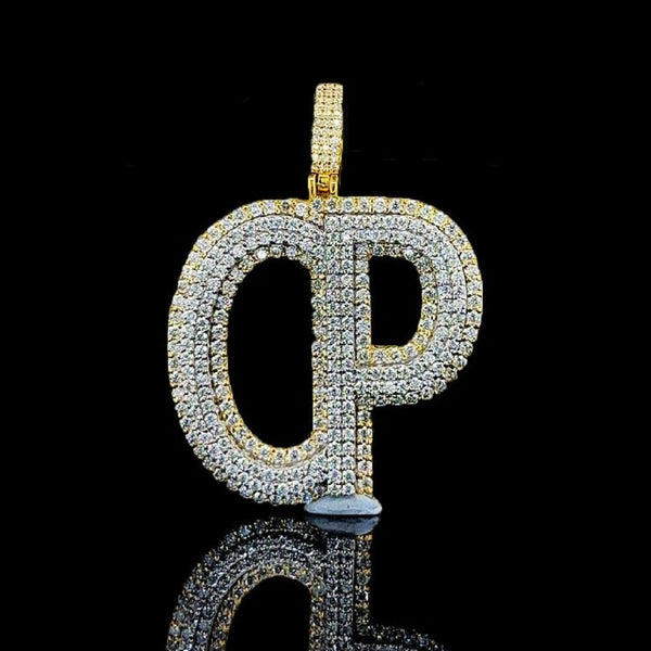 CP Custom Letter Iced Out Moissanite Stylish Hip Hop Pendant