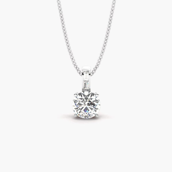 Round Cut Moissanite Basket Prong Style Pendant