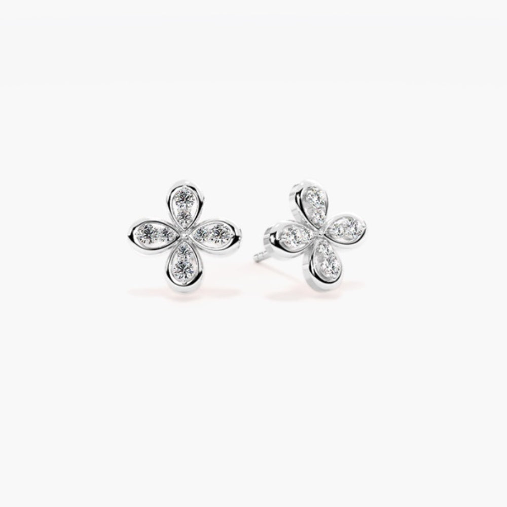 Colorless Moissanite Round Cut Pave Set Earring