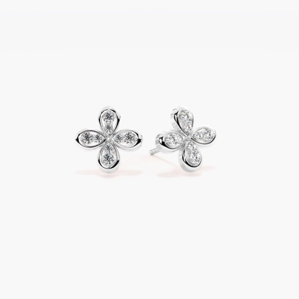 Colorless Moissanite Round Cut Pave Set Earring