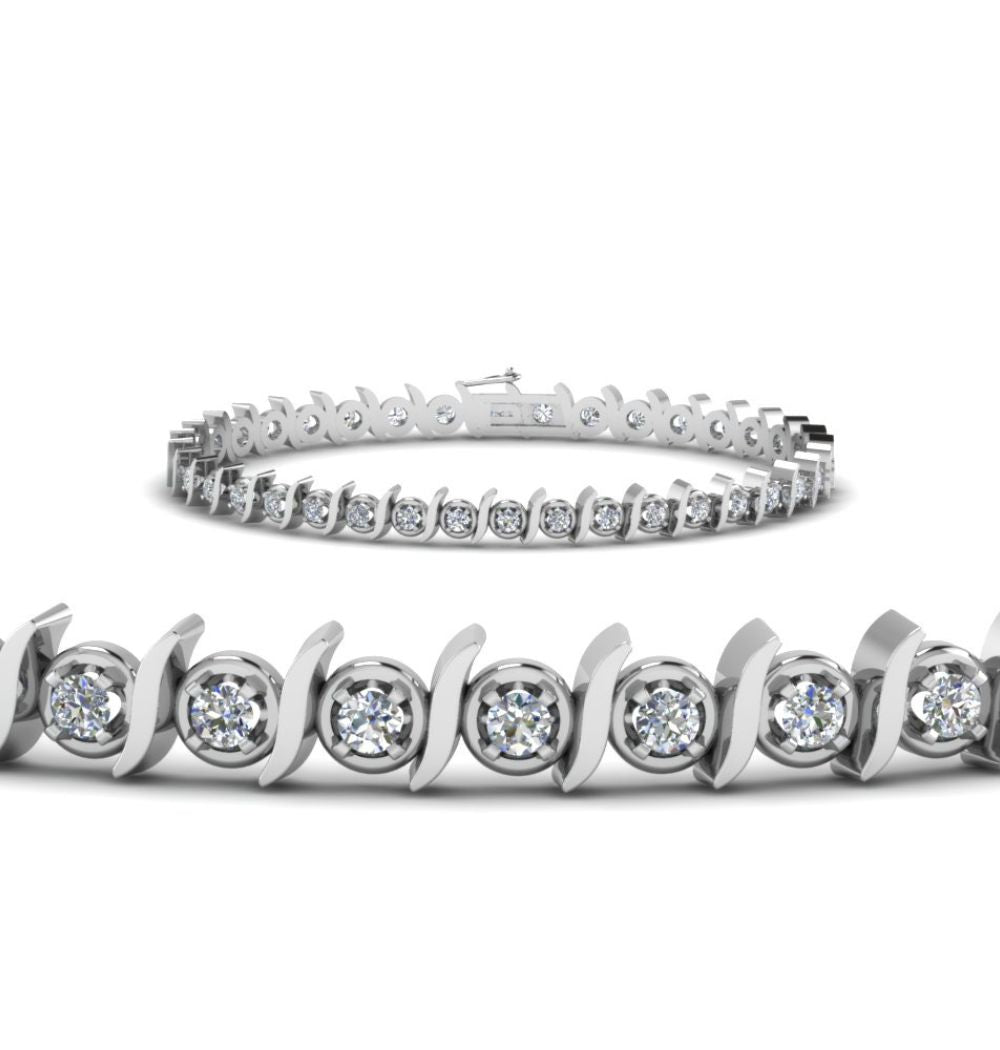 Round Cut Moissanite Bezel Set Bracelet For Birthday Gift