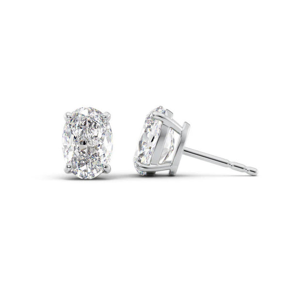 Basket Prong Oval Cut Moissanite Stud Earring