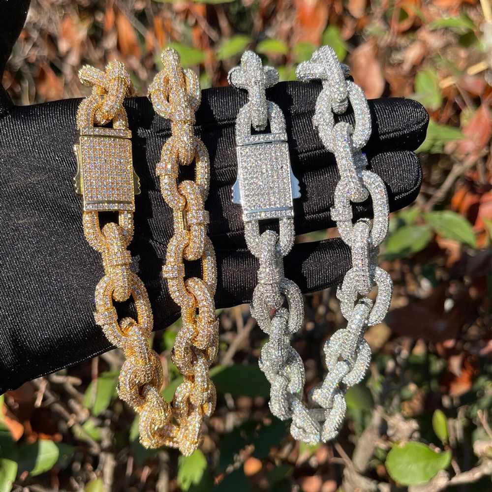 Lab Grown Diamond Round Cut Twisted Link Chain For Men