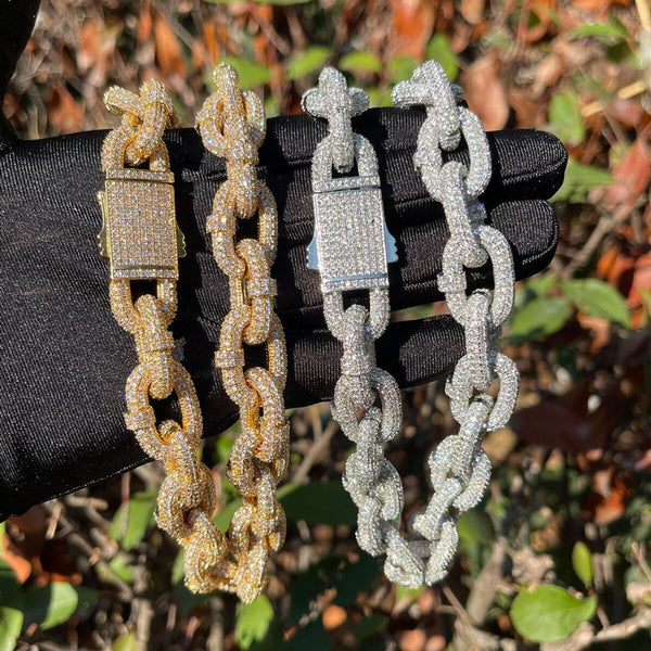 Lab Grown Diamond Round Cut Twisted Link Chain For Men
