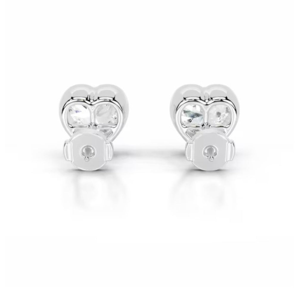 Moissanite Heart Cut Solitaire Bezel Set Stud Earring