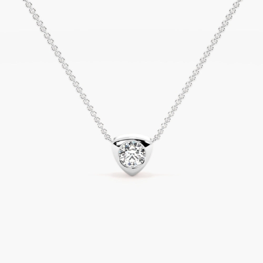 Round Cut Solitaire Moissanite Bezel Set Pendant