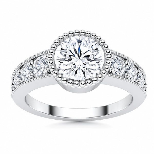 Round Cut Lab Grown Diamond Pave Set Men's Ring For Anniversary Gift