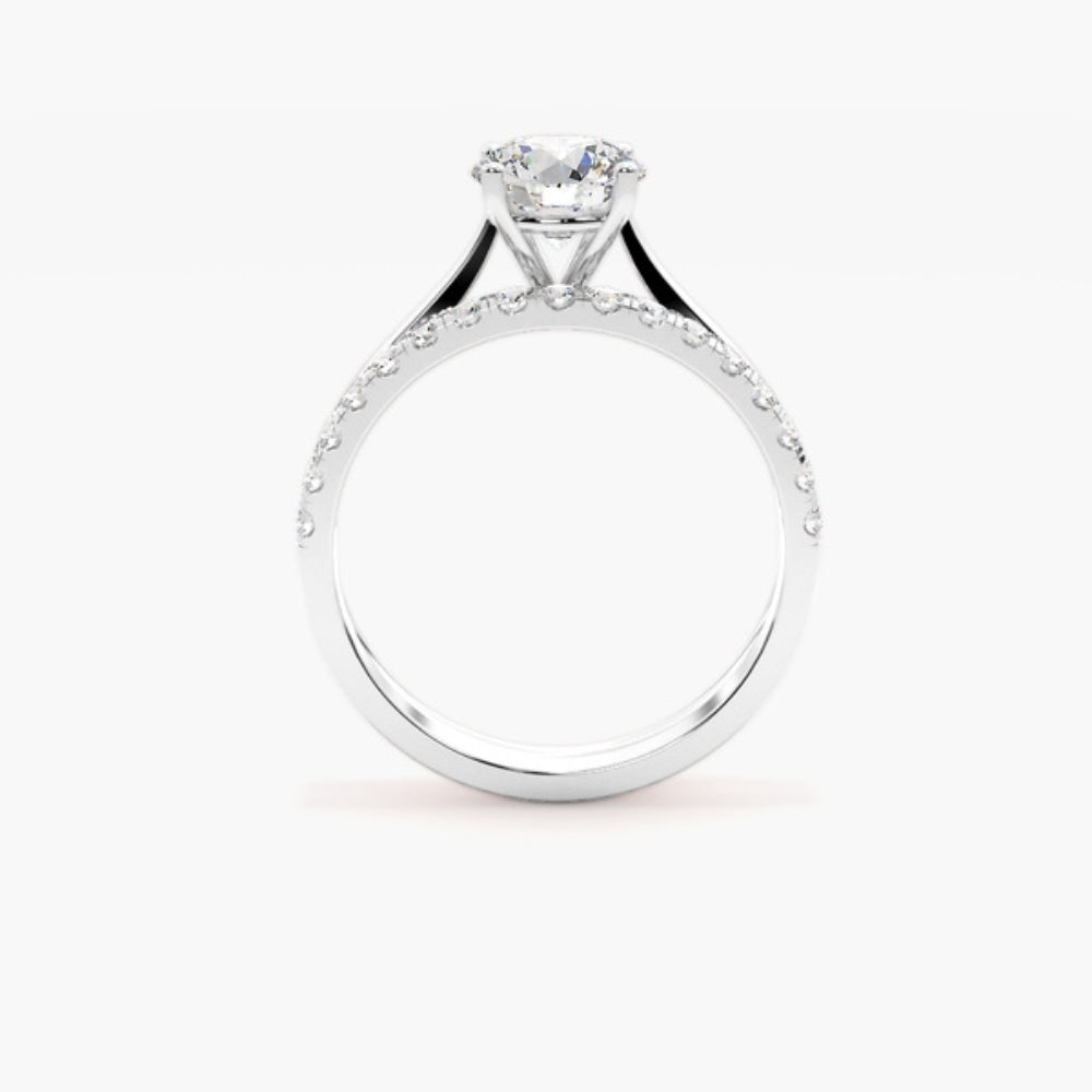 Round Cut Moissanite Solitaire Bridal Ring Set