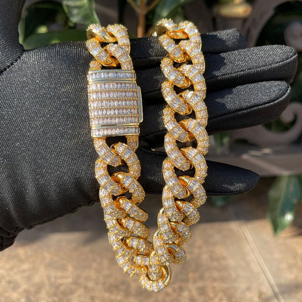 Baguette Cut Lab Grown Diamond Cuban Link Chain