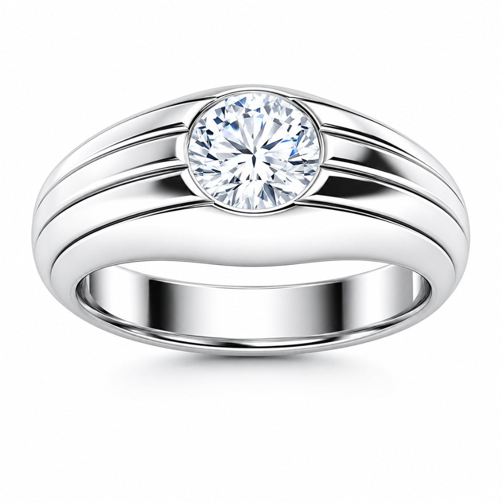 Lab Grown Diamond Round Cut Solitaire Flush Set Engagement Ring