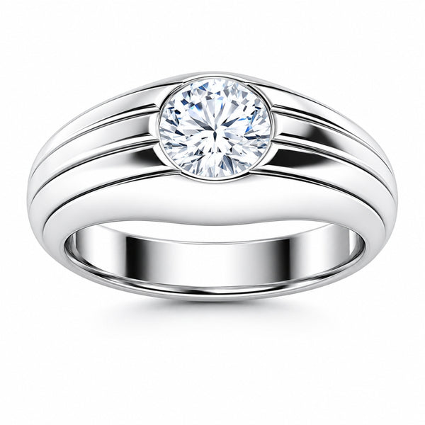 Lab Grown Diamond Round Cut Solitaire Flush Set Engagement Ring