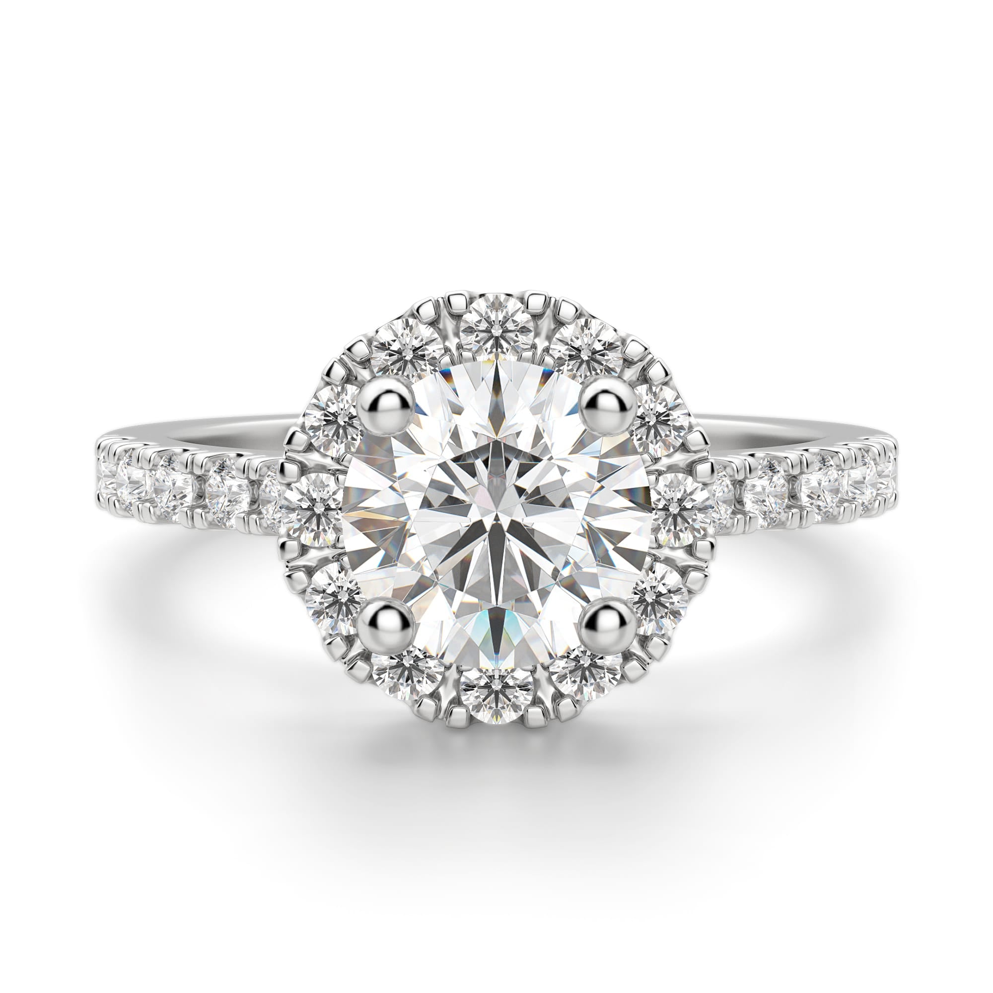 Brilliant Round Cut Halo Moissanite Ring