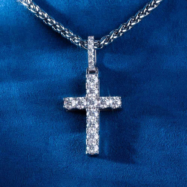Moissanite Iced Out Round Cut Hip Hop Cross Pendant
