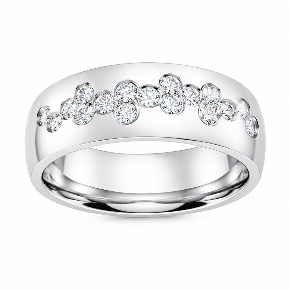 Lab Grown Diamond Round Cut Bezel Set Wedding Band For Men