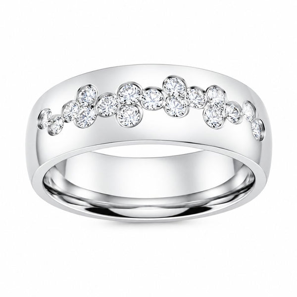 Lab Grown Diamond Round Cut Bezel Set Wedding Band For Men