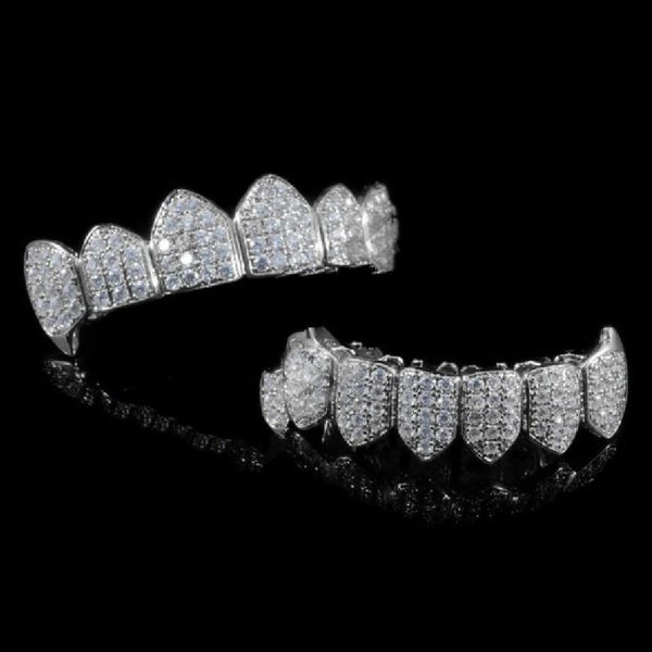 Iced Out Moissanite Luxury Grillz In 925 Sterling Silver