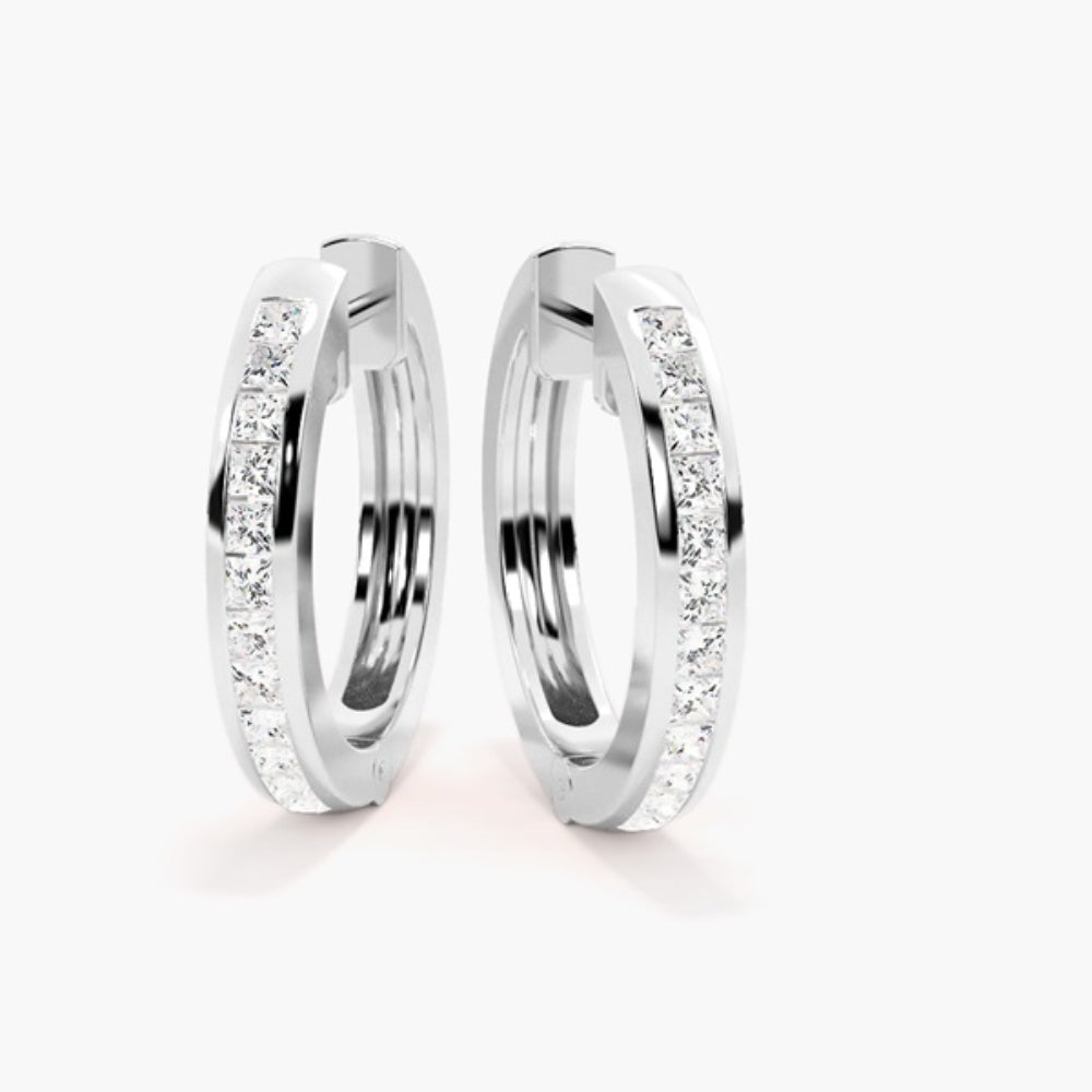 Princess Cut Moissanite Classic Hoop Earring For women