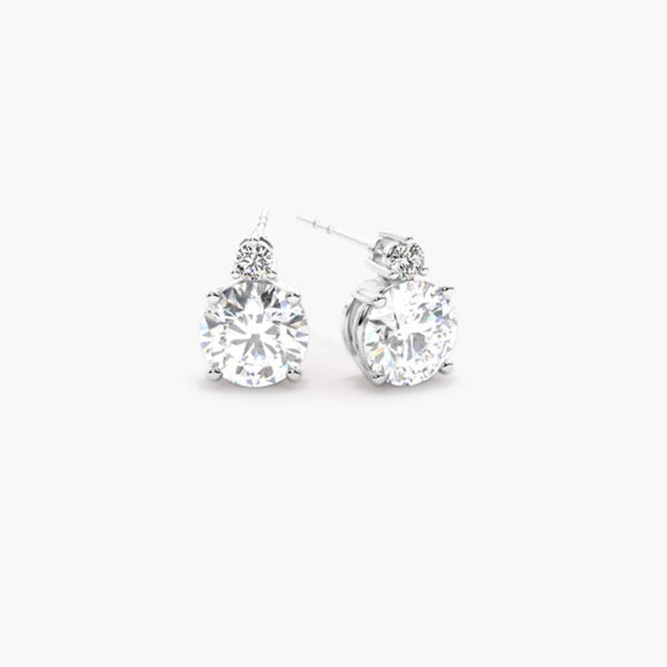 Round Cut Moissanite Two Stone Stud Earring