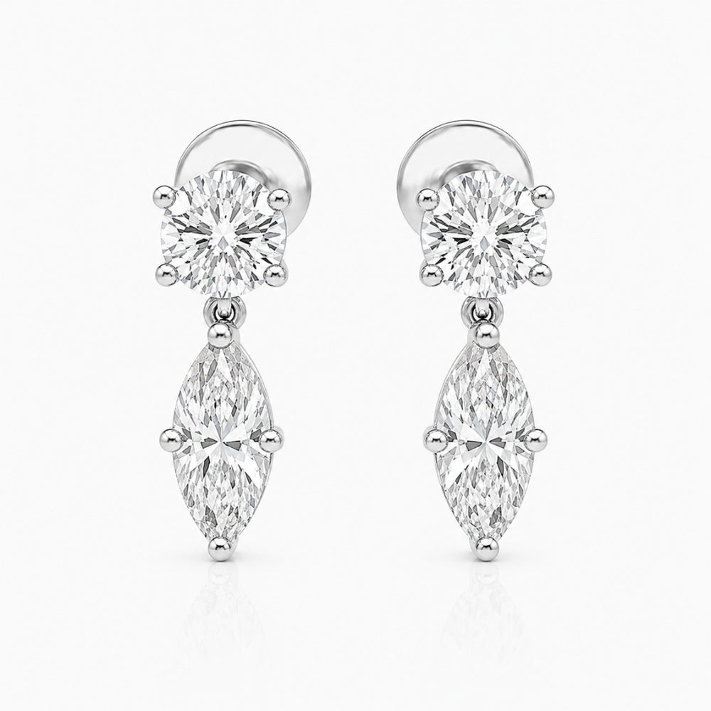 Marquise Cut D Color Moissanite Drop Dangle Earrings