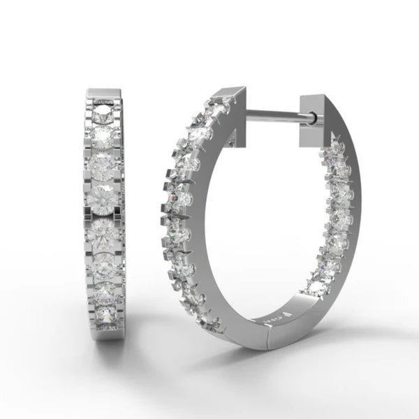 Round Cut Moissanite Pave Set Inside Out Hoop Earrings