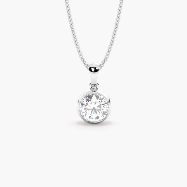 Round Cut Moissanite Bezel Set Solitaire Pendant