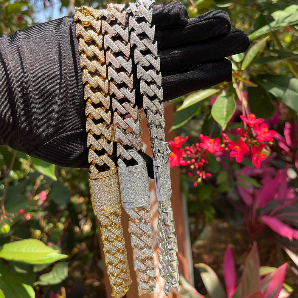 Round Cut Lab Grown Diamond Figaro Link Cuban Chain