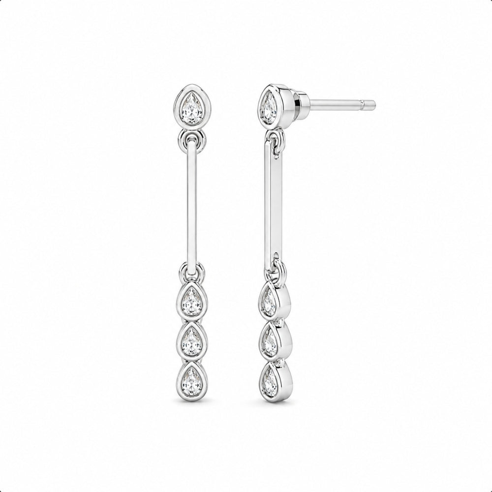 Pear Cut Moissanite Bezel Set Women's Drop Dangle Earrings