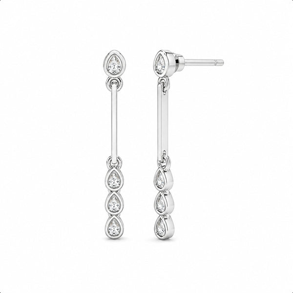 Pear Cut Moissanite Bezel Set Women's Drop Dangle Earrings