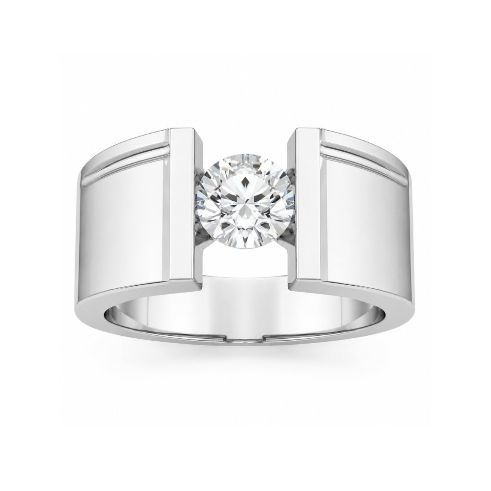 Bar Set Round Cut Lab Grown Diamond Engagement Ring