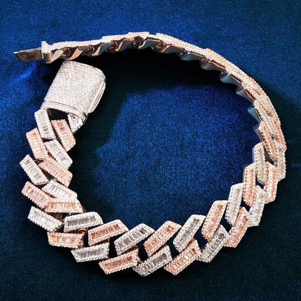 Iced Out Baguette Cut Moissanite Cuban Link Bracelet