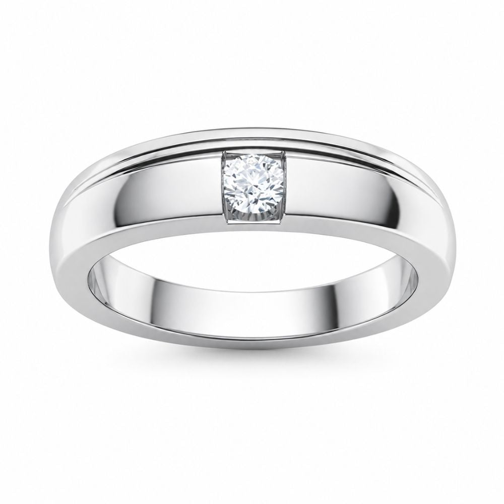 Round Cut Lab Grown Diamond Classic Men's Wedding Band