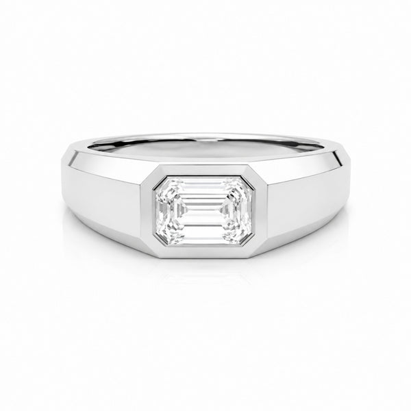 Emerald Cut Lab Grown Diamond Solitaire Bezel Set Proposal Ring