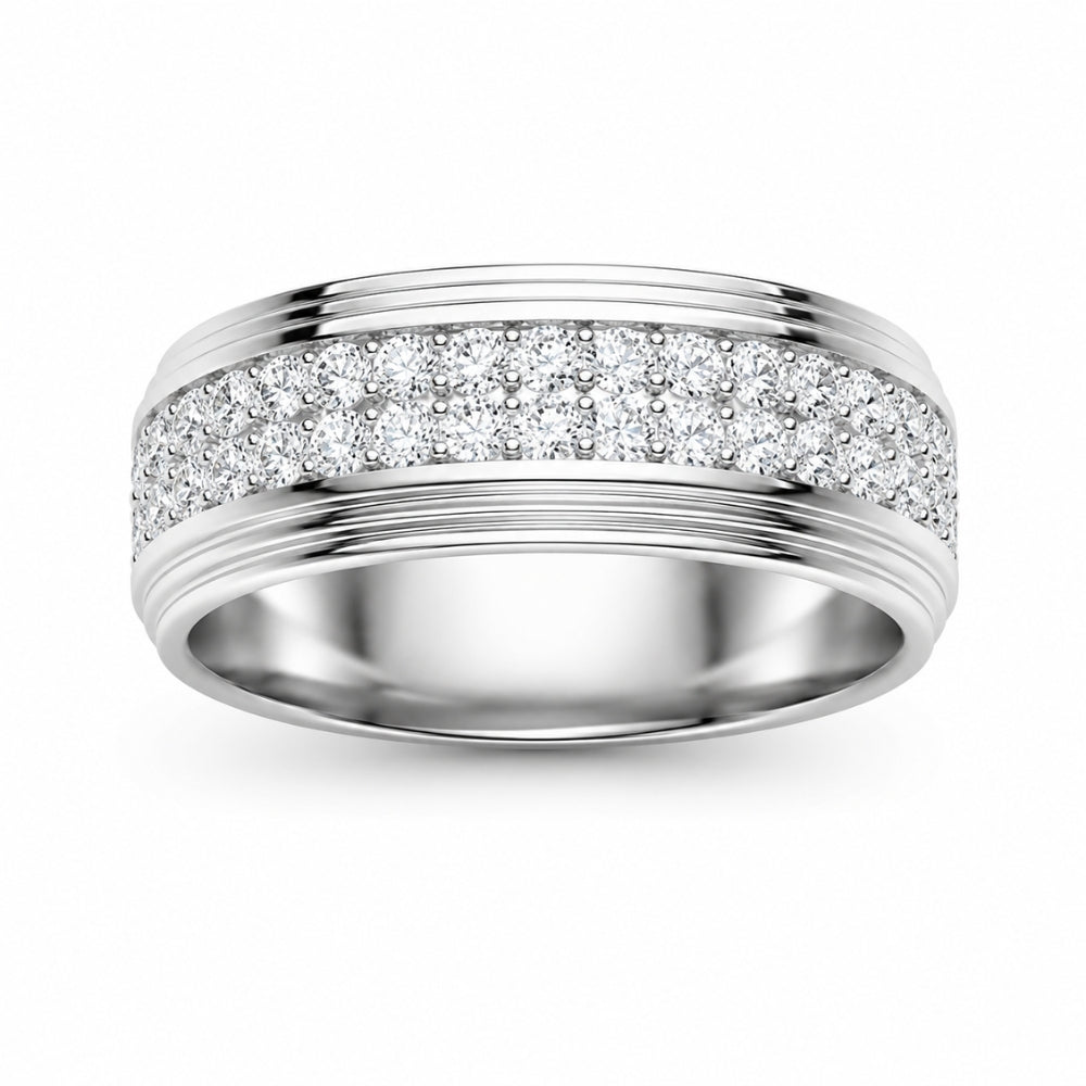 Round Cut Pave Set Lab Grown Diamond Band For Anniversary Gift
