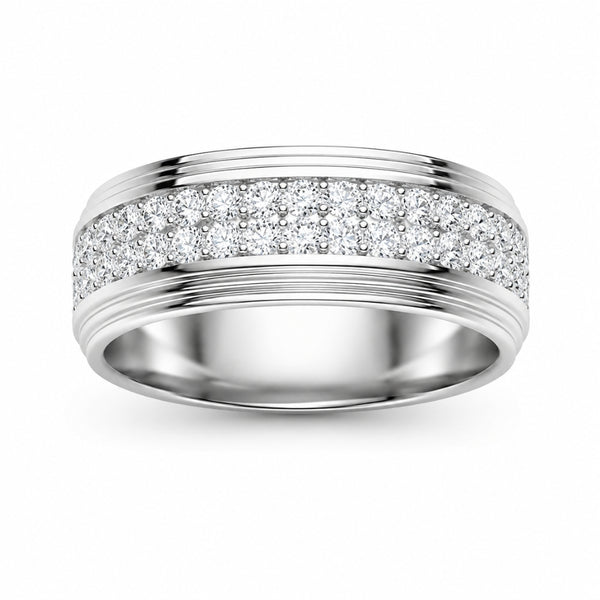 Round Cut Pave Set Lab Grown Diamond Band For Anniversary Gift