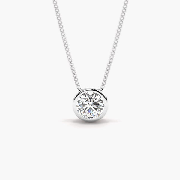 VVS1 Moissanite Round Cut Bezel Set Solitaire Pendant