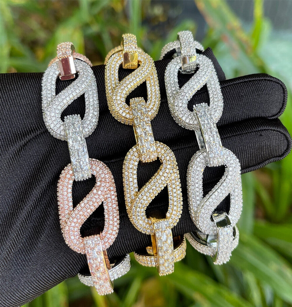 Iced Out Moissanite Hip Hop Bracelet For Men's