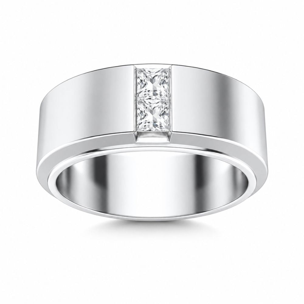 Princess Cut Lab Grown Diamond Channel Set Wedding Band For Him