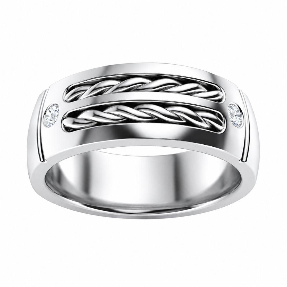 Round Cut Lab Grown Diamond Flush Set Wedding Band For Men