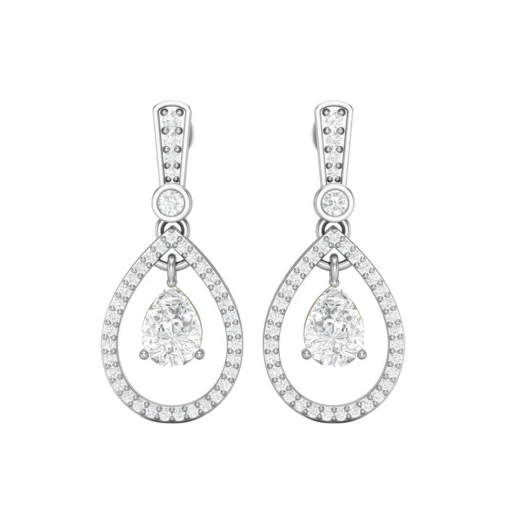 Colorless Moissanite Pear & Round Cut Classic Drop Dangle Earrings